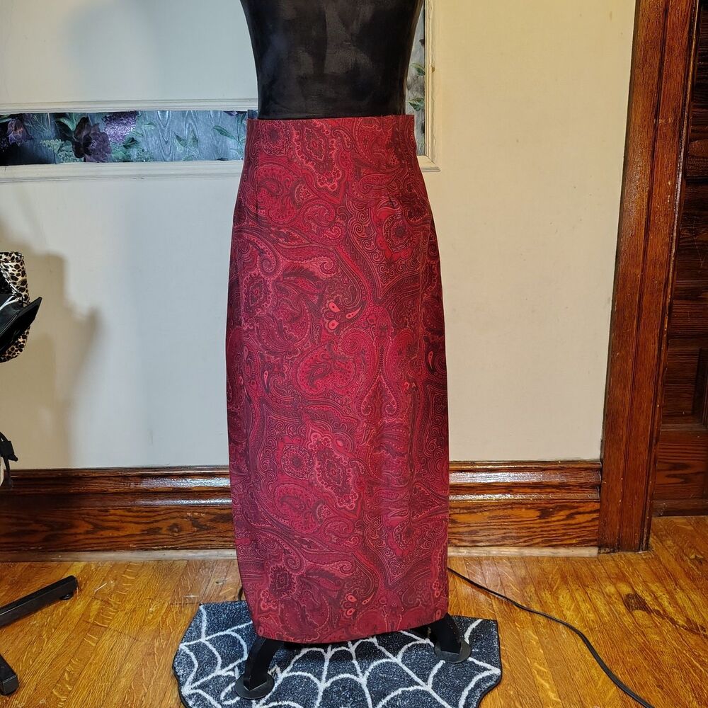 Red Paisley Maxi Goth Poetcore VTG Skirts PLZ READ 4 SIZE/T190